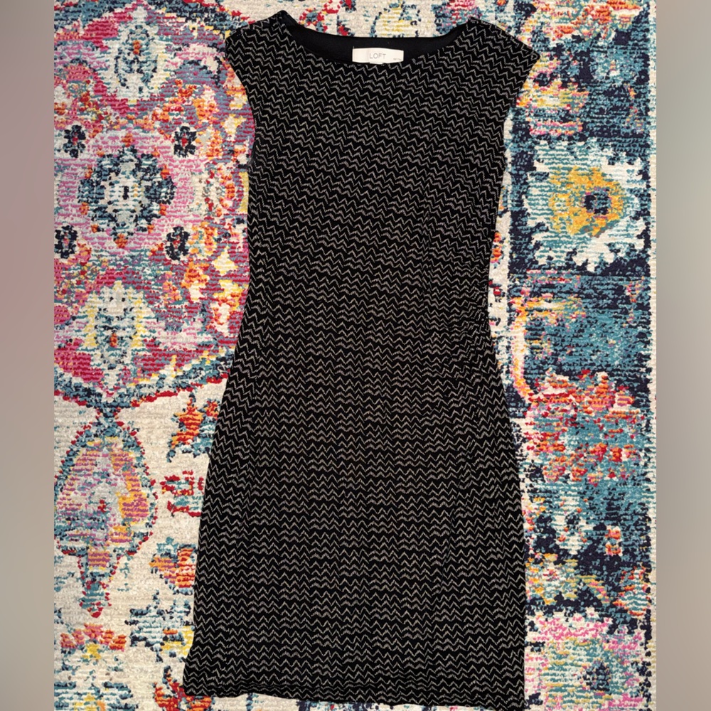 LOFT Black and Multicolor Patterned Fabric